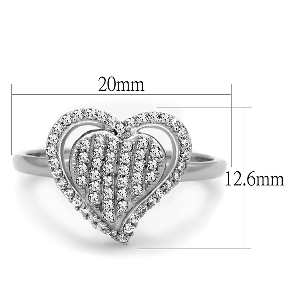 TS192 - Rhodium 925 Sterling Silver Ring with AAA Grade CZ in