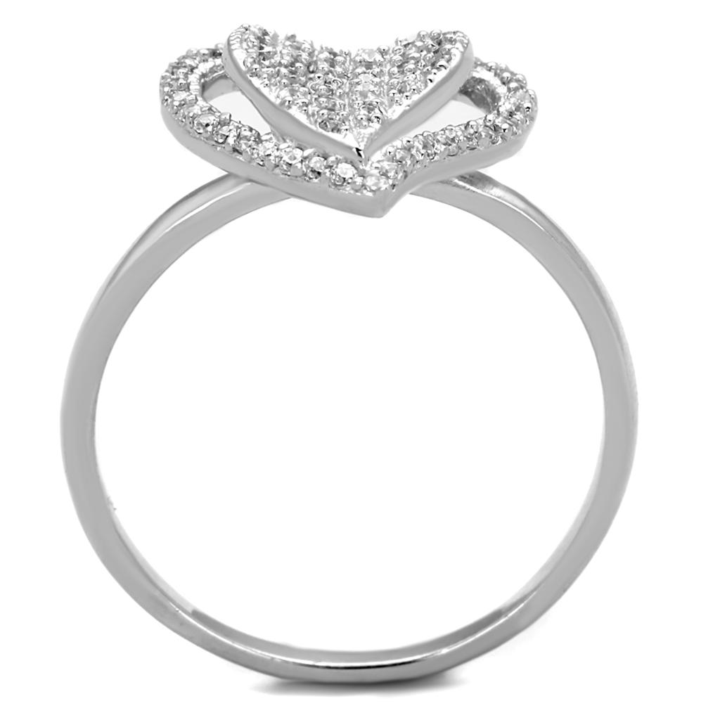 TS192 - Rhodium 925 Sterling Silver Ring with AAA Grade CZ in