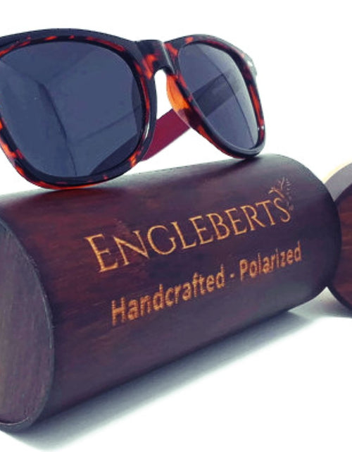 Load image into Gallery viewer, Red Bamboo Tortoise Framed Sunglasses With Wood Case, Artisan Engraved
